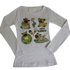 Camiseta Manga Longa Infantil Menina Cachorrinho Com Glitter