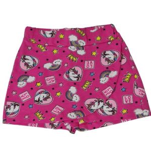 Shorts Saia Menina Pink Detalhes de Unicórnios