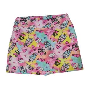Shorts Saia Menina Colorido Estampado com Detalhes Fofos
