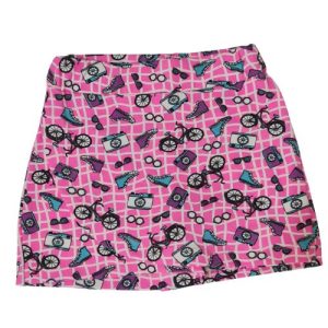 Shorts Saia Menina Estampado Rosa Neon com Detalhes
