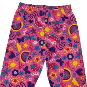 Legging Infantil Menina Rosa com Detalhes Diversos