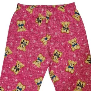 Legging Infantil Menina Rosa com Detalhes de Ursinho