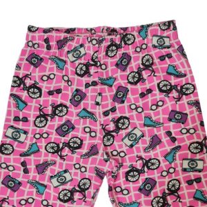 Legging Infantil Menina Quadriculada Rosa Neon com Desenhos