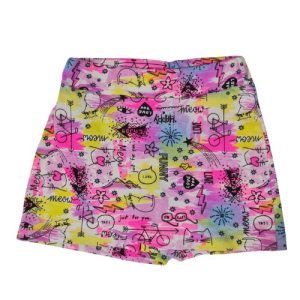 Shorts Saia Menina Todo Detalhado com Cores Neon