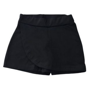 Shorts Saia Menina Infaltil Básico Liso Preto