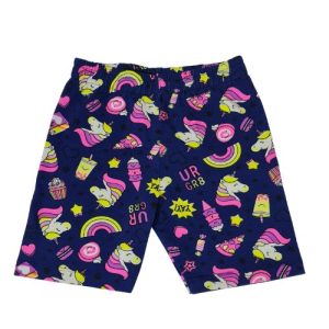 Shorts Ciclista Infantil Estampado Azul Marinho Unicórnio