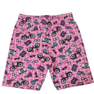 Shorts Ciclista Infantil Rosa Neon Quadriculado Com Detalhes