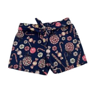 Shorts Cinto Infantil Estampado Azul Marinho Docinhos Fofos