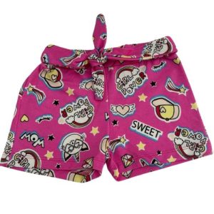 Shorts Cinto Infantil Estampado Pink Detalhes Divertidos
