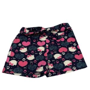 Shorts Cinto Infantil Estampado Azul Marinho e Rosa Gatinho