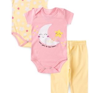 Kit Body Bebê 3 Peças Suedine The Moon