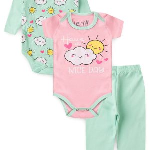 Kit Body Bebê 3 Peças Suedine Nice Day