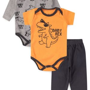 Kit Body Bebê 3 Peças Suedine Baby Rex