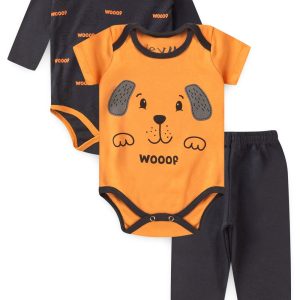 Kit Body Bebê 3 Peças Suedine Woof
