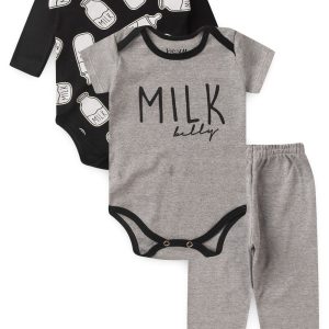 Kit Body Bebê 3 Peças Suedine Milk