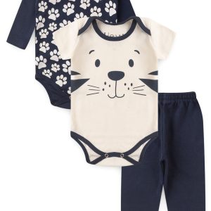 Kit Body Bebê 3 Peças Suedine Coelho