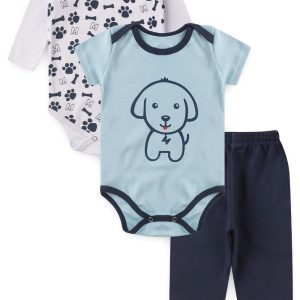 Kit Body Bebê 3 Peças Suedine Coelho