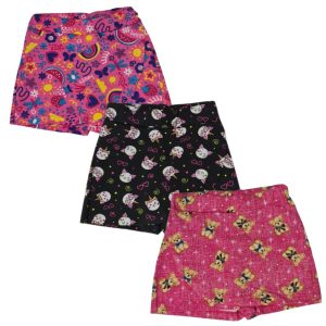 Kit 3pçs Shorts Saia Infantil Estampado Detalhes Diversos