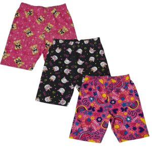 Kit 3 pçs Shorts Ciclista infantil Estampado com Detalhes