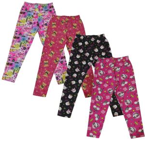 Kit 4 Calças Leggings Infantil Menina Estampas Detalhadas