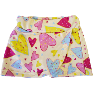 Short Saia Infantil Amarelo Coração