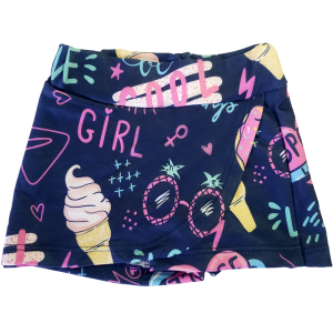 Short Saia Infantil Azul Escuro Textos e Figuras