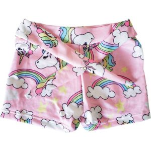 Short Cinto Infantil Rosa Unicórnio