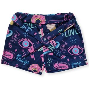 Short Cinto Infantil Azul Escuro Textos e Figuras