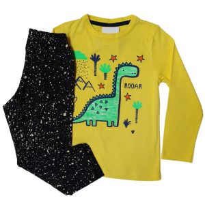 Pijama Infantil Masculino Manga Longa Personagem Dinossauro