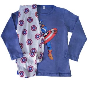 Pijama Infantil Masculino Manga Longa Capitão América