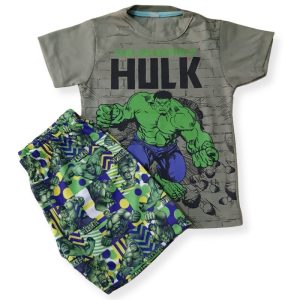 Conjunto Infantil Masculino Personagem Incrivel Hulk Verão