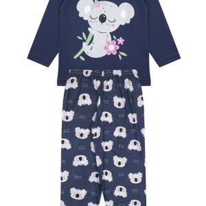 Pijama Infantil Feminino Inverno Coala - Azul