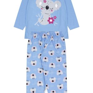 Pijama Infantil Feminino Inverno Coala - Azul Claro