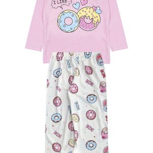 Pijama Infantil Feminino Inverno Donuts - Rosa Claro