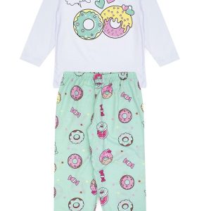 Pijama Infantil Feminino Inverno Donuts - Branco