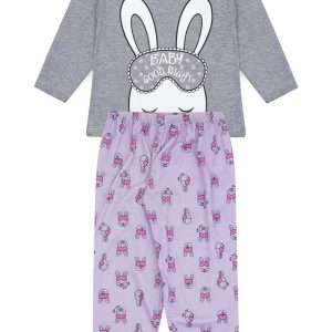 Pijama Infantil Feminino Inverno Coelho - Mescla