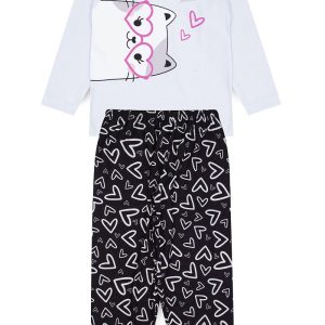 Pijama Infantil Feminino Inverno Cat - Branco