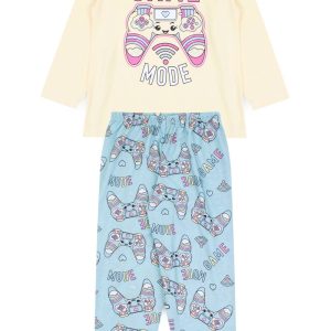 Pijama Infantil Feminino Inverno Game Mode - Amarelo