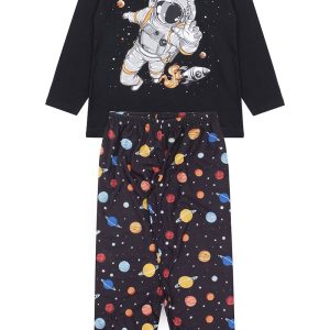 Pijama Infantil Masculino Inverno Astronauta - Preto