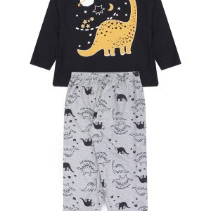 Pijama Infantil Masculino Inverno Dino - Preto