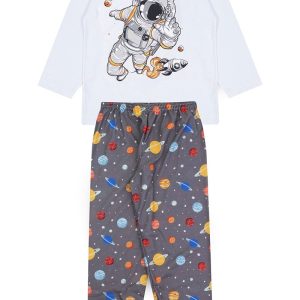 Pijama Infantil Masculino Inverno Astronauta - Branco