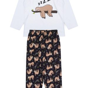 Pijama Infantil Masculino Inverno Preguiça - Branco