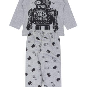 Pijama Infantil Masculino Inverno Robô-  Mescla