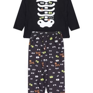 Pijama Infantil Masculino Inverno Esqueleto- Preto