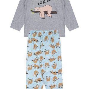 Pijama Infantil Masculino Inverno Preguiça - Mescla