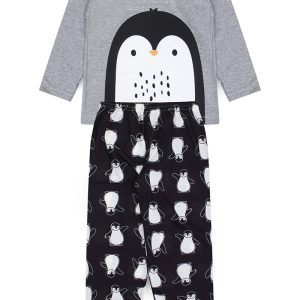 Pijama Infantil Masculino Inverno Pinguim - Mescla