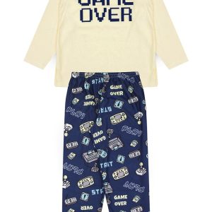 Pijama Infantil Masculino Inverno Game Over - Amarelo