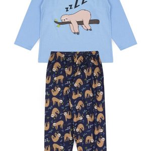 Pijama Infantil Masculino Inverno Preguiça - Azul Claro