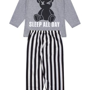 Pijama Infantil Masculino Inverno Sleep All Day- Mescla
