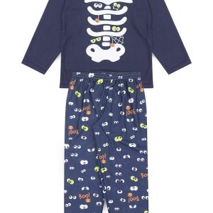 Pijama Infantil Masculino Inverno Esqueleto- Azul